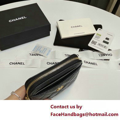 Chanel Grained Calfskin  &  Gold-Tone Metal Zip Coin Purse AP2061 Black 2025